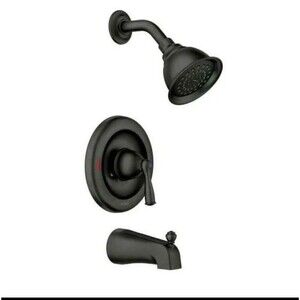 MOEN Banbury Tub and Shower Faucet Set, 1.75 GPM in Matte Black, with Valve